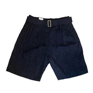 Dries Van Noten Shorts 42 Black Bermuda Jacquard Tapestry Rayon Linen 10-12